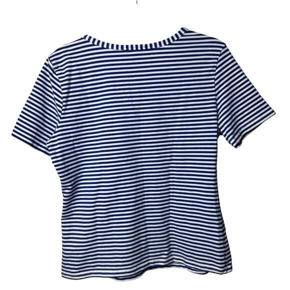 Royal Monk Vintage Blue & White Striped T-Shirt with Embroidered Life Preservers - Picture 6 of 8